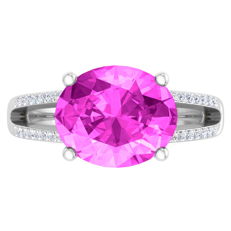 Martha Stewart 4 1/2ctw. Oval Pink Sapphire & Lab Grown Diamond Ring In Sterling Silver image number null